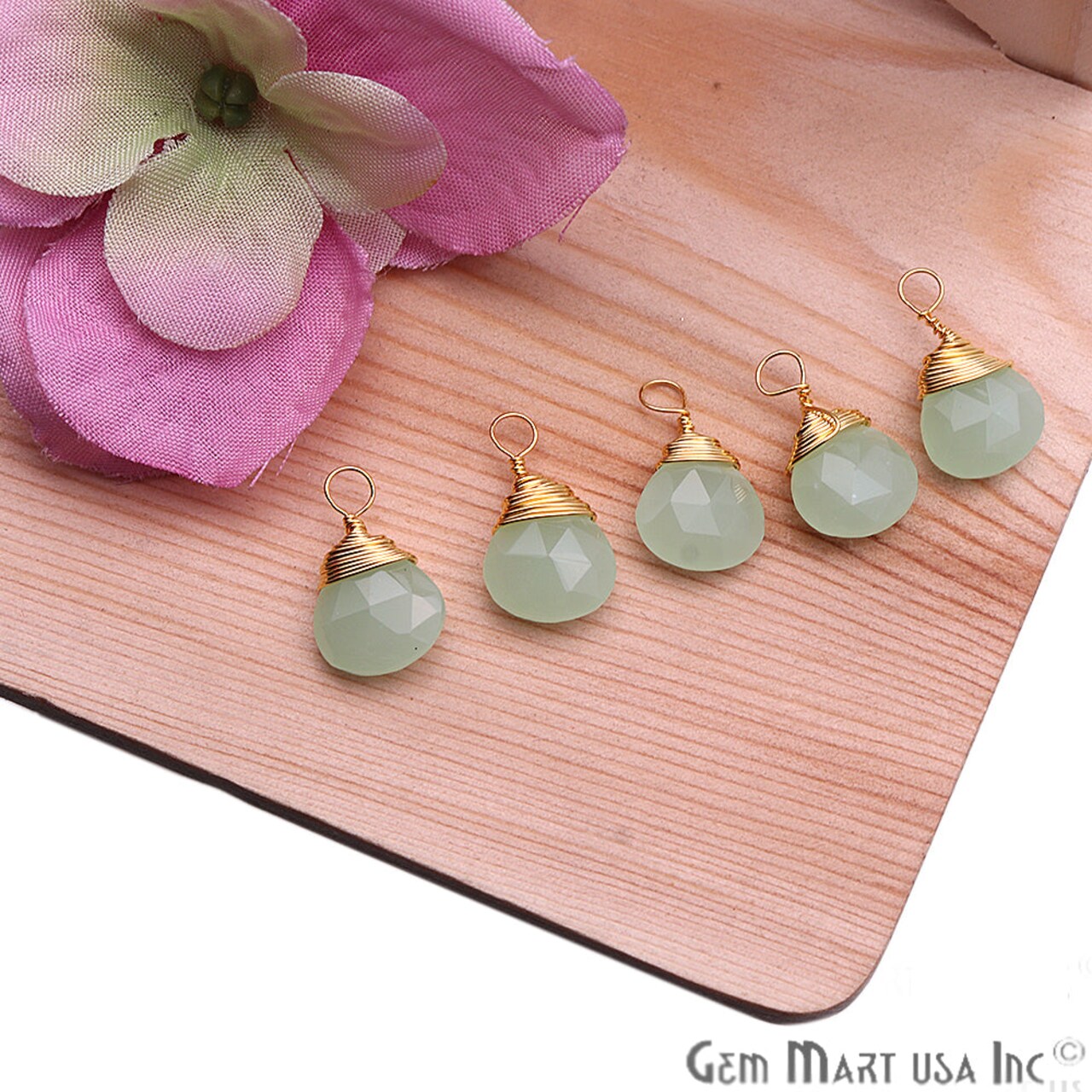 Gold Wire Wrapped Pendant, 17x10mm Drop Connector, Single Bail Gemstone Pendant, DIY Earring, DIY Jewelry, GemMartUSA (GP-50094)